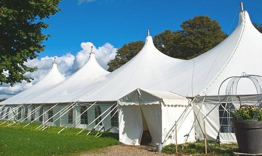 high-quality portable restrooms stationed at a wedding, meeting the needs of guests throughout the outdoor reception in Stewartville, MN